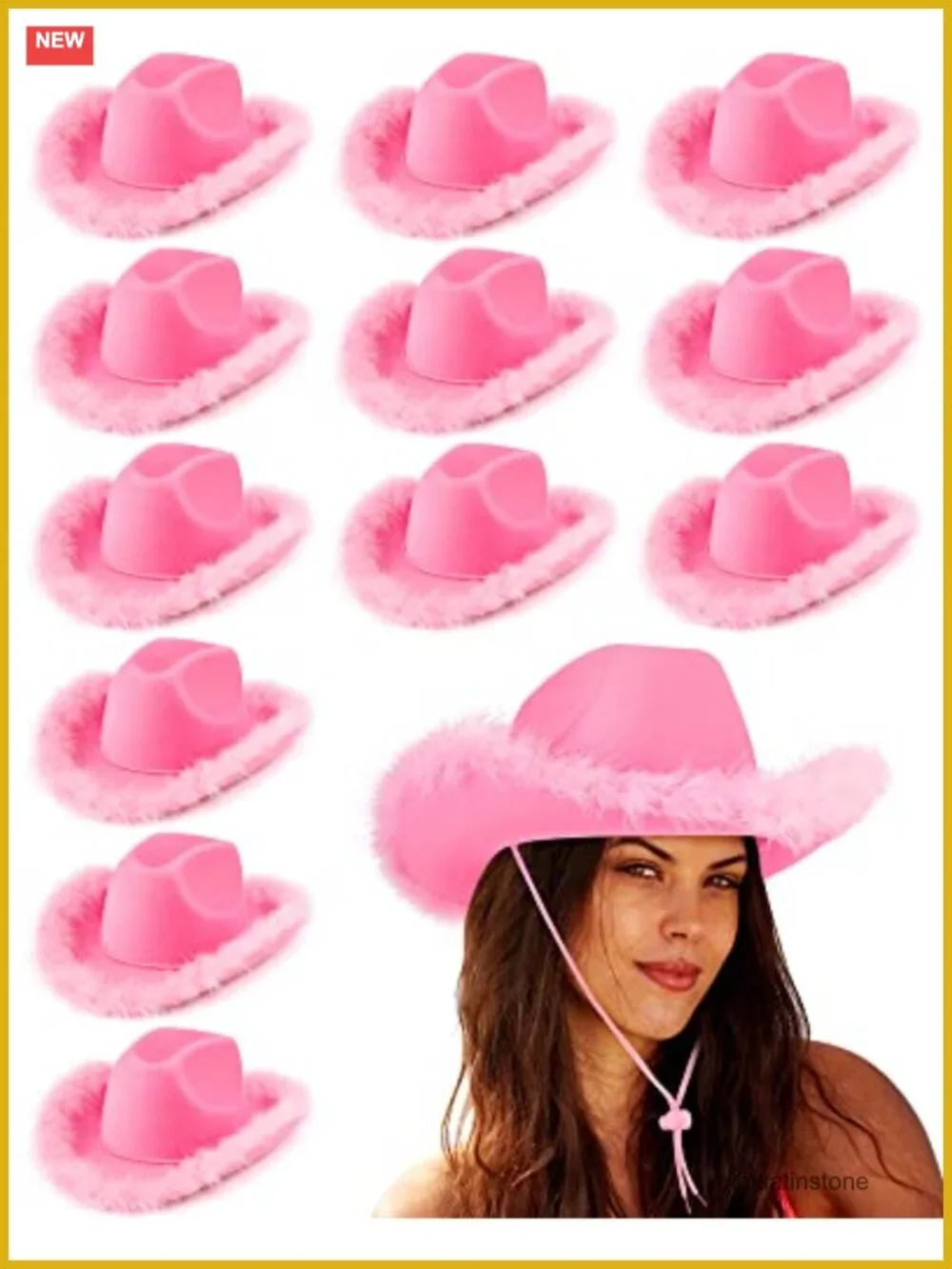 12 Pcs Felt Cowgirl Hats with Feather Trim for Western Party